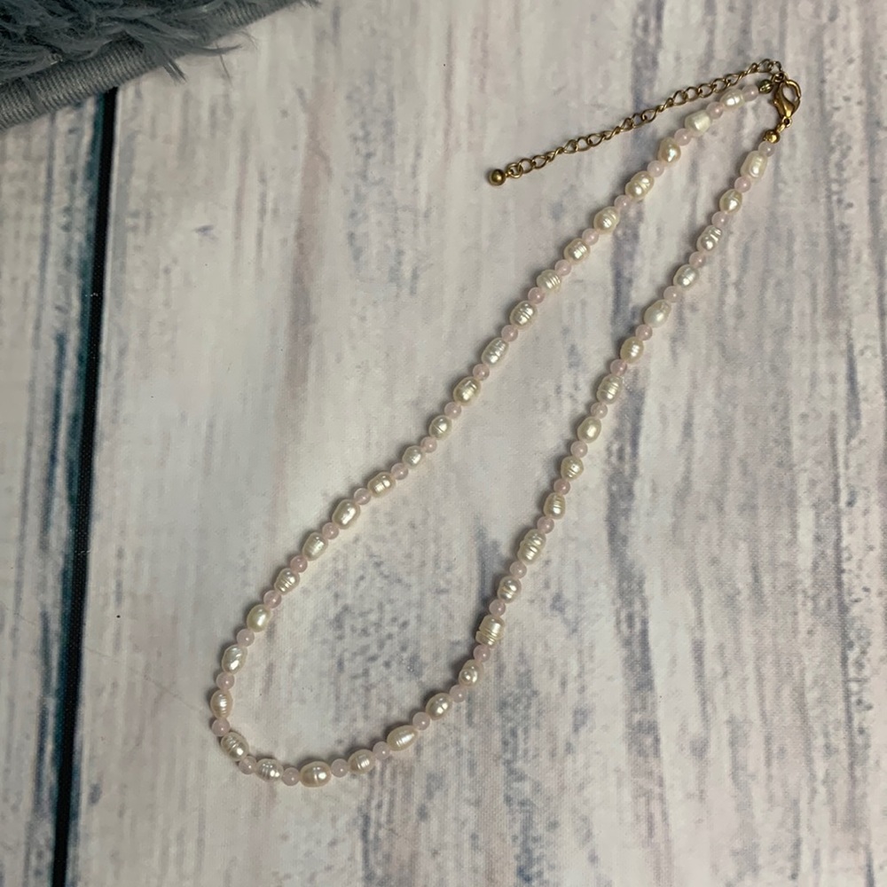 Pearl and Rose Quartz Necklace